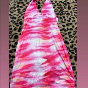 Pink and White Halter Dress